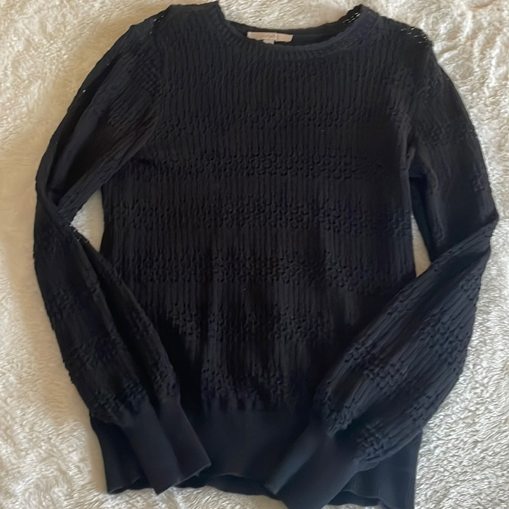 LOFT sweater - black with open stitching. Used but in good condition size large.